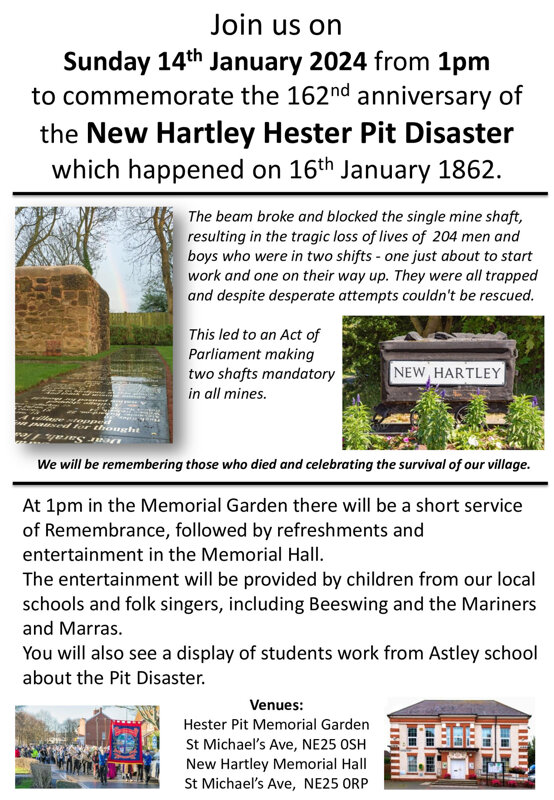 Image of Hester Pit Disaster Memorial on Sunday 14 January at 1pm